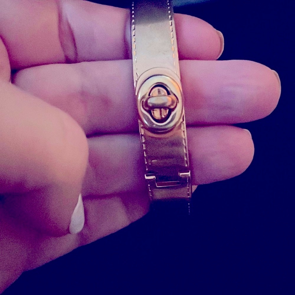 Beautiful pink Gold Coach Bangle Bracelet with turnlock. Gently loved. 💗